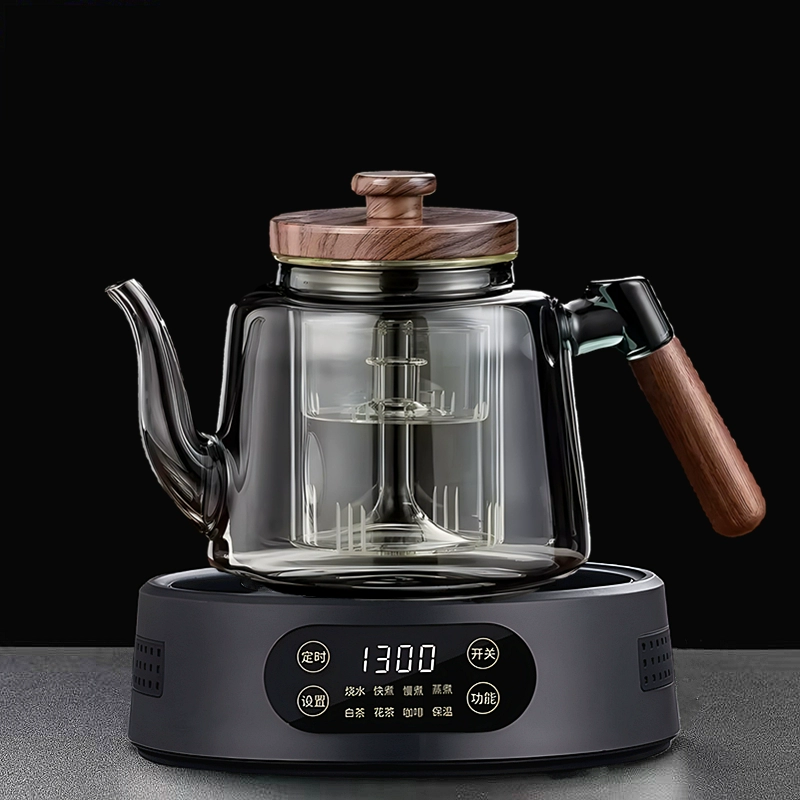 Электрическая керамическая плита 25G (1300 Вт) — настольный чайник для заваривания, совместима с чайниками 500–1300 мл, орех/белая/чёрная