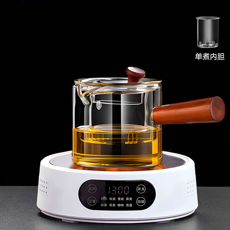 Электрическая керамическая плита 25G (1300 Вт) — настольный чайник для заваривания, совместима с чайниками 500–1300 мл, орех/белая/чёрная