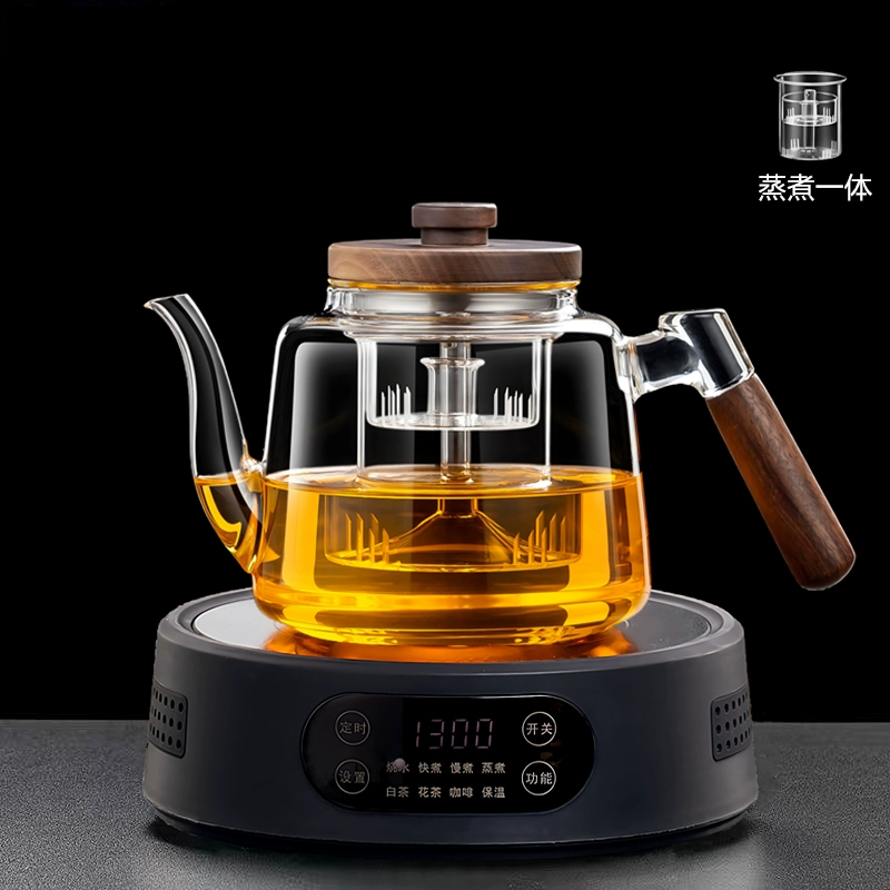 Электрическая керамическая плита 25G (1300 Вт) — настольный чайник для заваривания, совместима с чайниками 500–1300 мл, орех/белая/чёрная