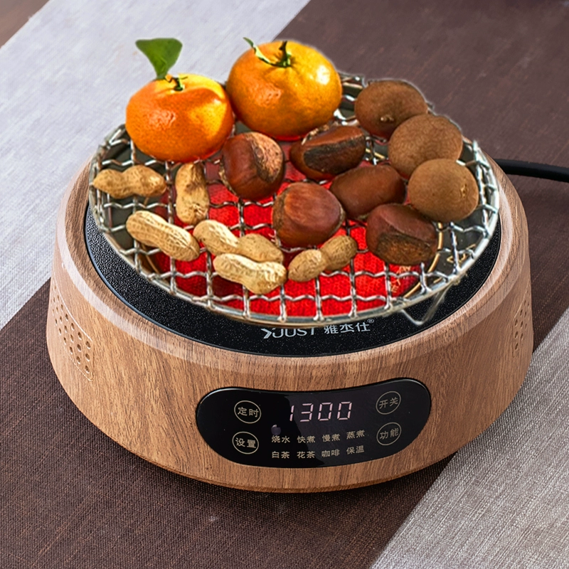Электрическая керамическая плита 25G (1300 Вт) — настольный чайник для заваривания, совместима с чайниками 500–1300 мл, орех/белая/чёрная