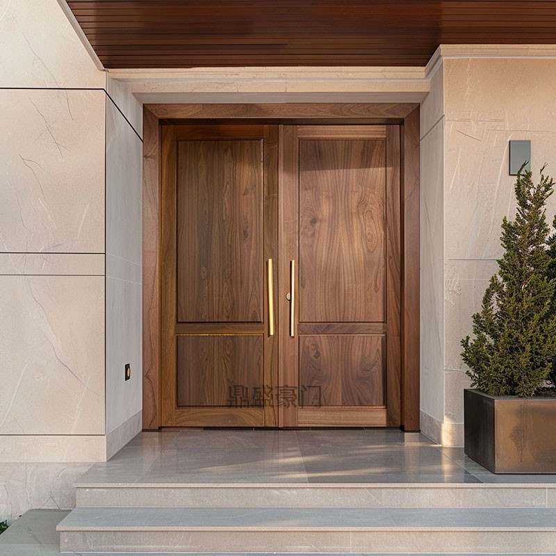 Solid Wood Gate, Courtyard Pineapple Lattice Villa, Rural Self-Built House, Four-Door Courtyard Entrance Door, Modern Double-Opening Wooden Door