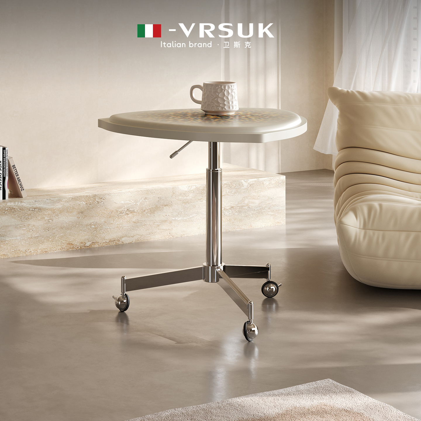 Vrsuk Patented Simple and Luxurious Side Table for Sofa, Villa Living Room, Mid-Century Style Italian High-End Side Table