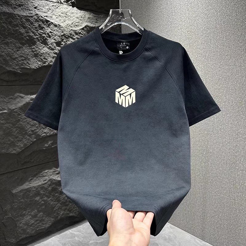2025 New Short-Sleeved T-Shirt Men's Printed Simple American Loose Trendyy Versatile T-Shirt with Men's Half-Sleeved T-Shirt