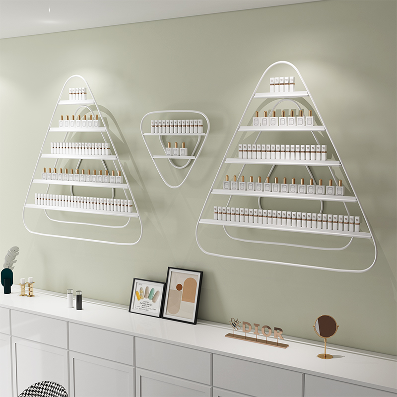 Nail Salon Wrought Iron Nail Rack Nail Polish Gel Shelf Nail Polish Display Rack Wall-Mounted Triangular Storage Rack