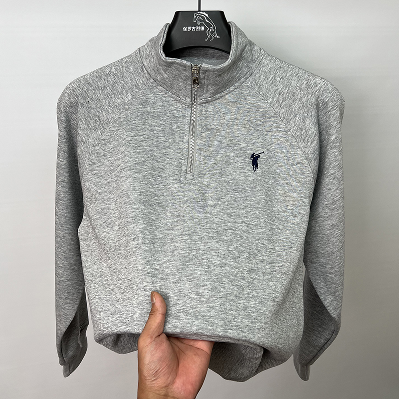 Brand Paul T-Shirt with Embroidery, High-Weight Half-High Collar Zip-Up Sweatshirt, New Style for Men and Women, Spring and Autumn Pullover Top, Trendy R