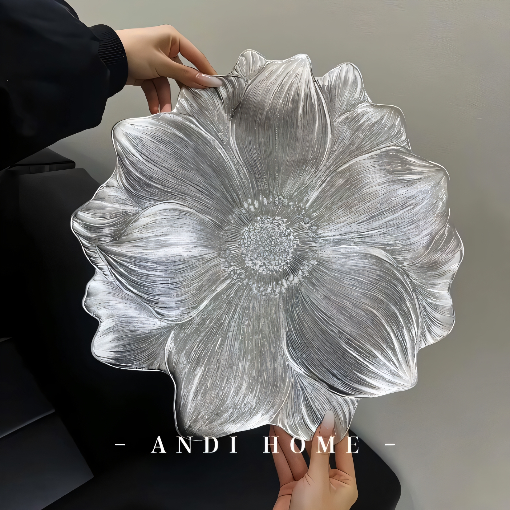 Silver Flower Table Mat, Heat Insulation Mat, High Temperature Resistant, Anti-Scalding, Non-Slip, High-Grade Peony and Lotus Placemat, Bowl Mat, Western Food Plate Mat