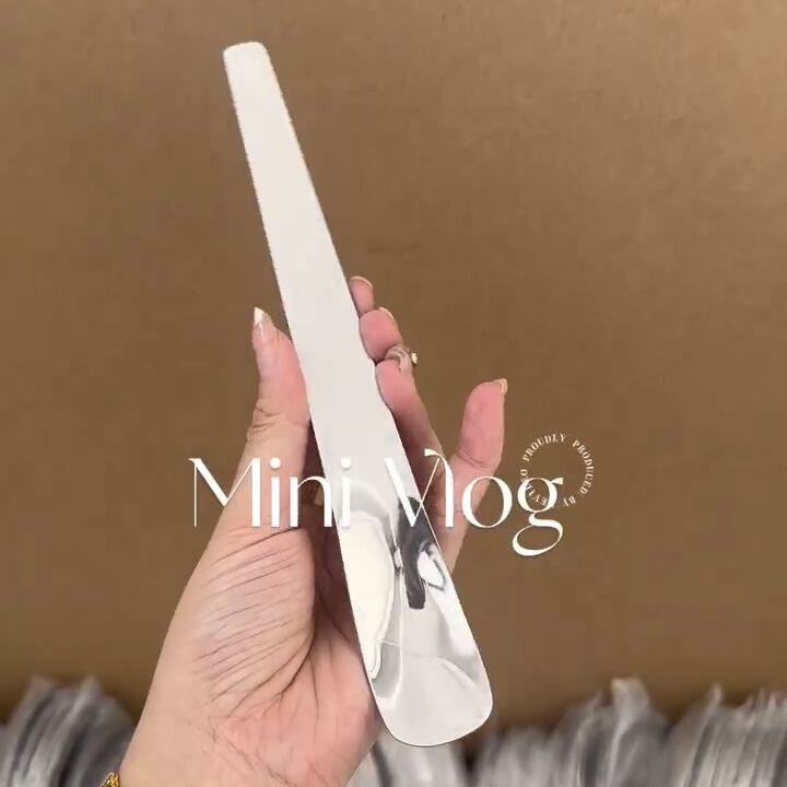 Simple and Exquisite Ice Cream Spoon, ins Style Stainless Steel Long-Handled Dessert Spoon, High-Value Watermelon Spoon, Flat-Head Spoon