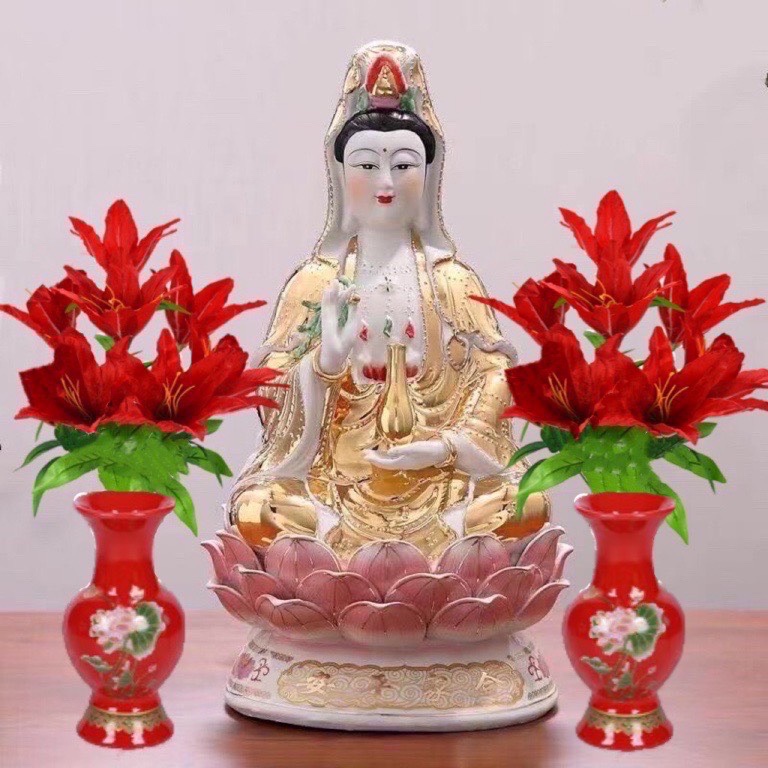 Hoa huệ đỏ 2 bó/chai gốm đỏ 2 chiếc