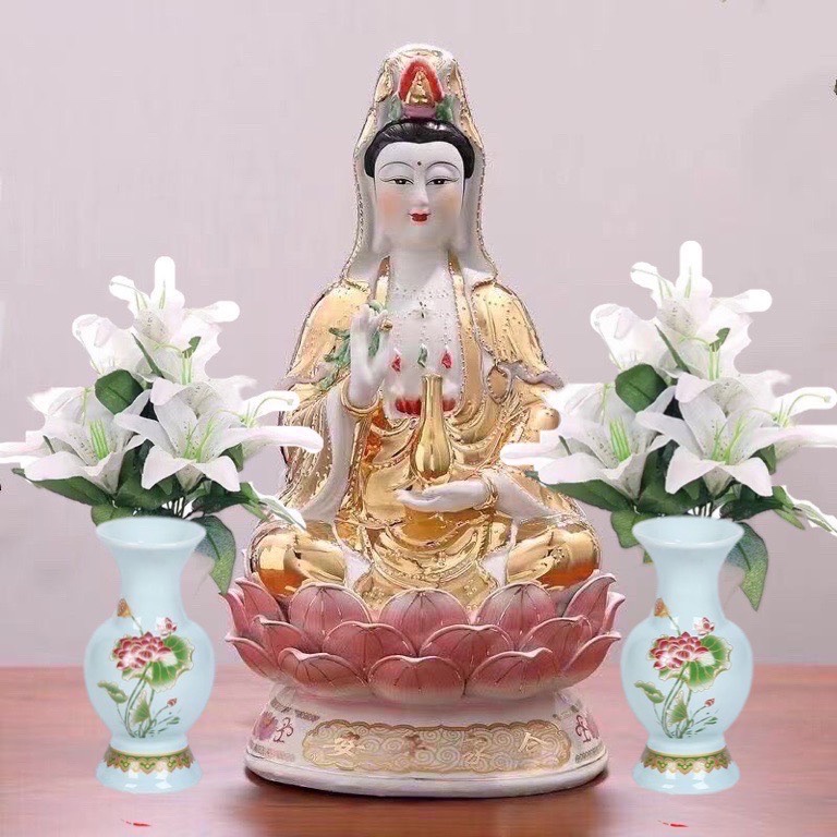 Hoa huệ trắng 2 bó/chai gốm trắng 2 chiếc
