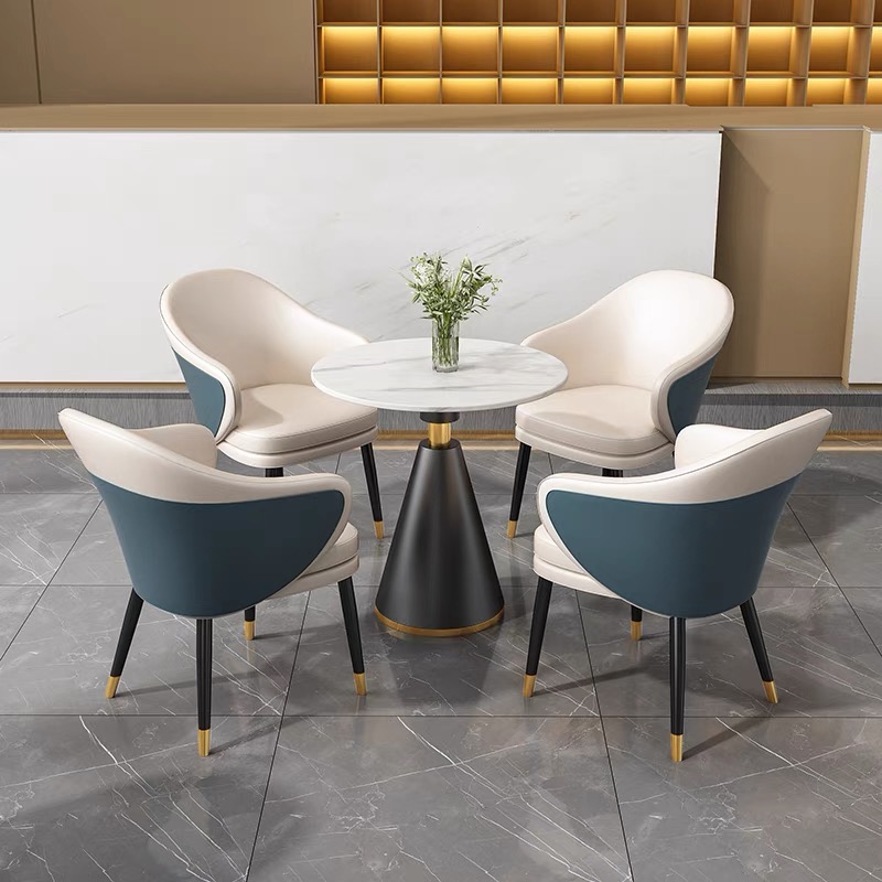 Light Luxury Negotiation Reception Table and Chair Combination Sales Office Modern Simple 4S Shop Leisure Small Round Table Slate Dining Table