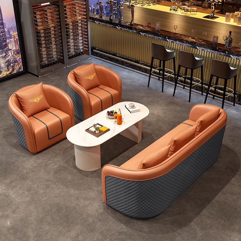 High-End Negotiation Sofa, Sales Office Reception Table and Chair Set, Hotel Lobby, 4S Store Reception Area, Single Booth Sofa
