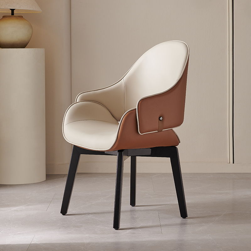 Ash Wood Italian Minimalist Armrest High Back Dining Chair Sales Department Commercial High-End Home Restaurant Chair Stool