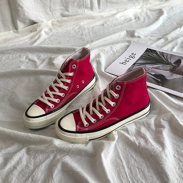 Rose red high -top women's code is a big size