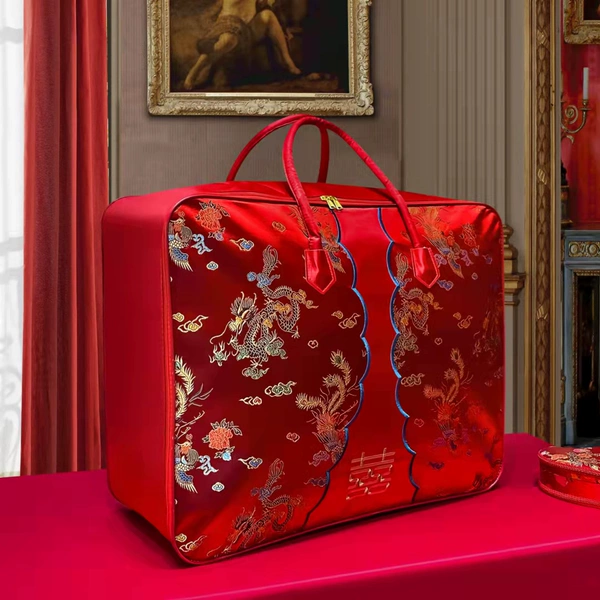 Dragon and phoenix in auspiciousness [high-grade satin, hand-embroidered style]