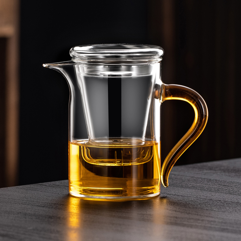 Thickened High-Temperature Resistant All-Glass Brewing Teapot for Flower Tea, Green Tea, Black Tea, Tea Cup, Tea Water Separation, Fair Cup with Filter