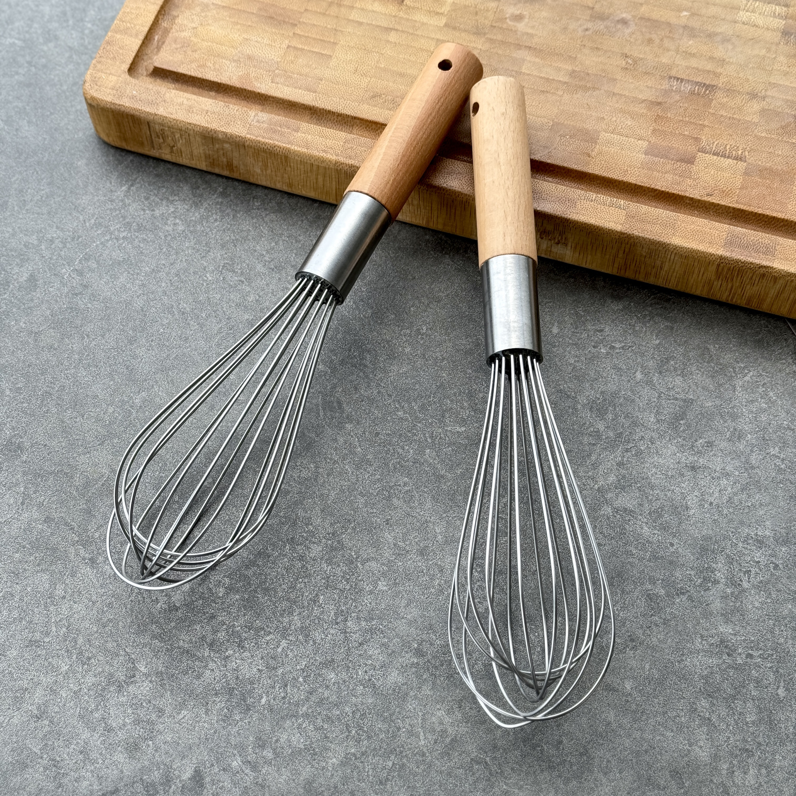 Yu Mama 1.9 Stainless Steel Egg Beater with Wooden Handle for Baking, Household Use, Mixer, Cream Whisk