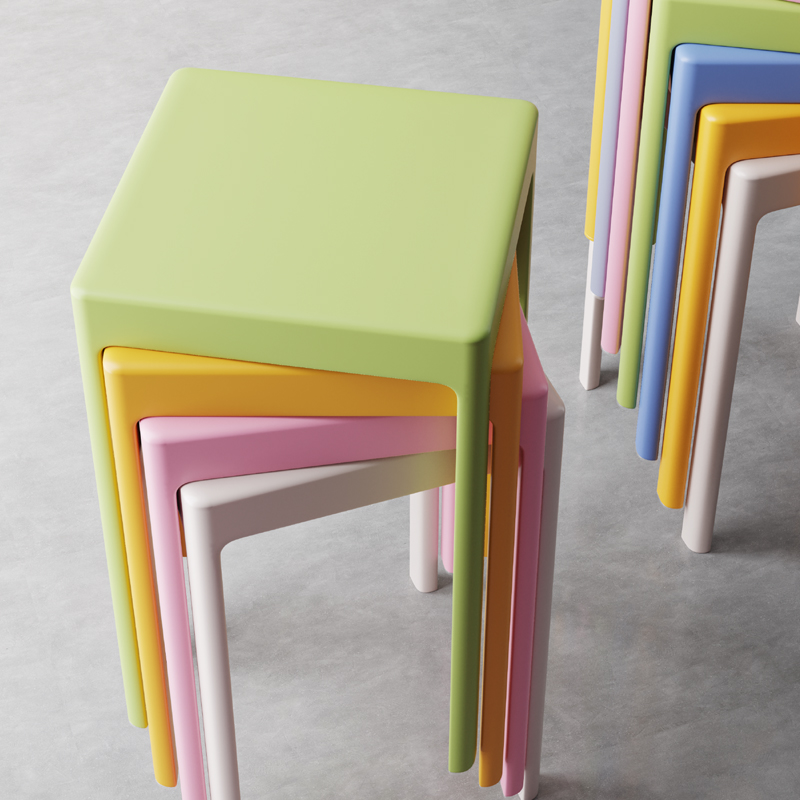 Nordic Plastic Stool, Thickened for Home Use, High Dining Table Stool, Simple Modern Dining Plastic Stool, Stylish for Living Room and Dining Room