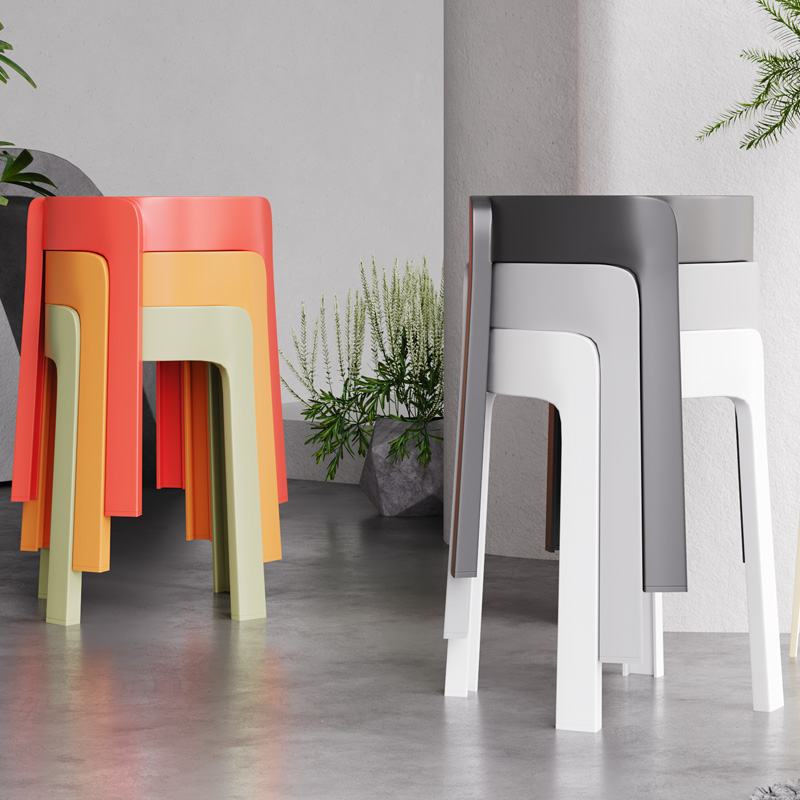 Plastic Stool Household Stackable Thickeneded High Bench Home Spare Modern Simple Windmill Stool Stackable Plastic Chair
