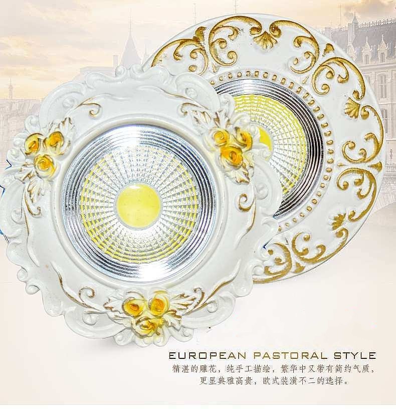 European-Style Downlight for Living Room, Led Bull's Eye Cat's Eye Hole Light, American-Style Recessed Corridor Bedroom 3W5W Creative Cob Spotlight