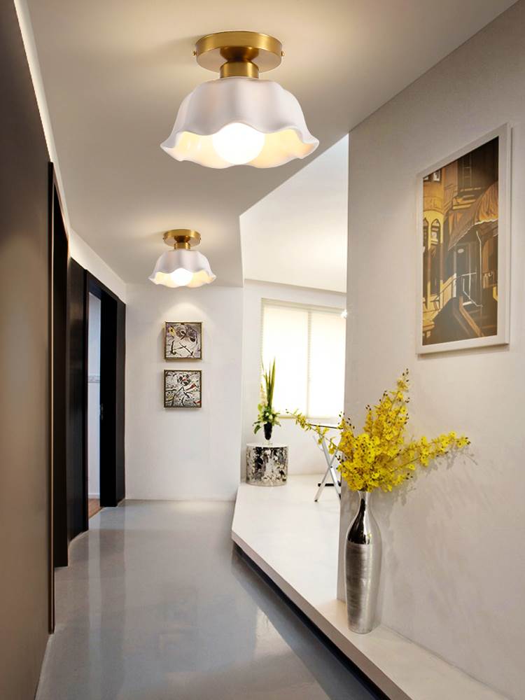 Cream-Colored Hallway Light, Nordic Style, 2024 New Model, Trendy Balcony Corridor Simple Modern Entrance Ceiling Light