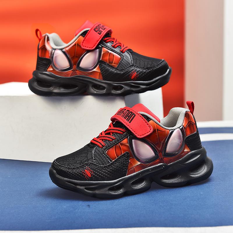 2025 Spring Children's Light-Up Shoes Spider-Man Cartoon Boys' Sneakers Baby Flashing Shoes Lightweight