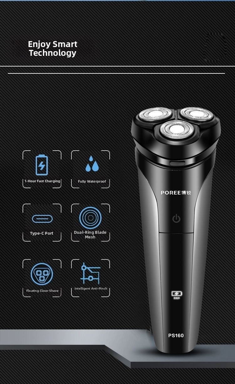 Electric Shaver For Men Rechargeable Fully Washable Three Head_voghion.com