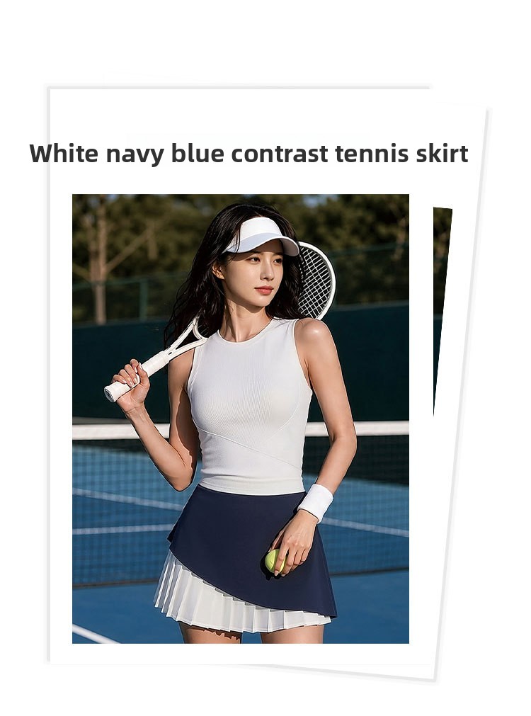 Women's color-block pleated tennis skirt on court