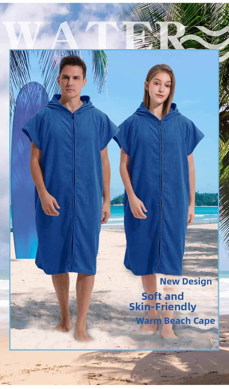 Serviette de plage unisexe croisée en microfibre avec fermeture éclair, idéale pour la natation et le surf, et peignoir de rechange._voghion.com