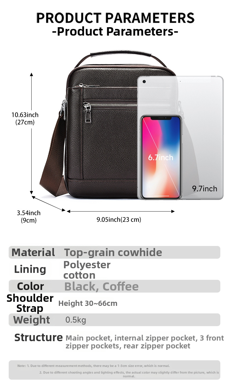 Men's Leather Crossbody Bag Large Capacity Vertical Shoulder Bag_voghion.com