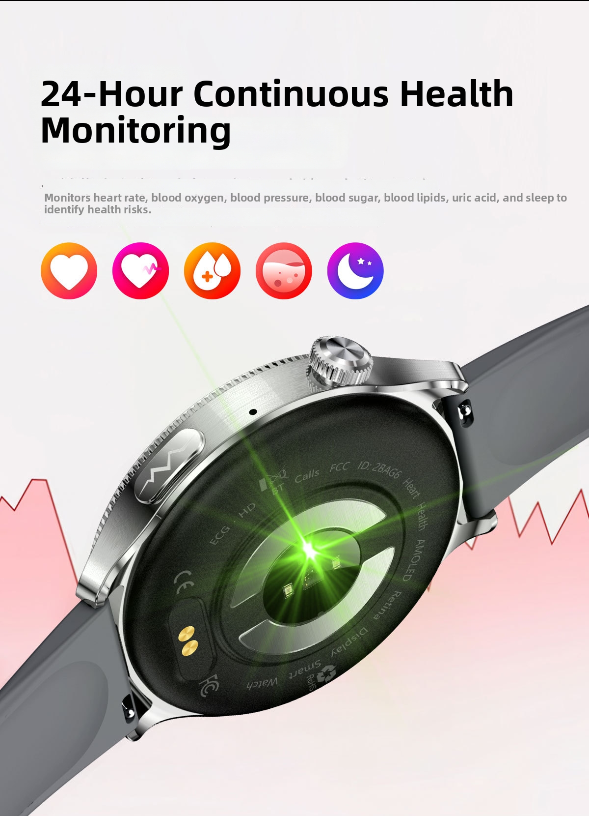 T5 Smartwatch With Heart Rate Sleep And Blood Glucose Monitoring_voghion.com