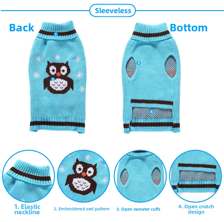 Suéter de cuello alto a rayas para perro, malla, disfraz navideño para mascota, diseño de muñeco de nieve y reno, sudadera con capucha popular para perro_voghion.com