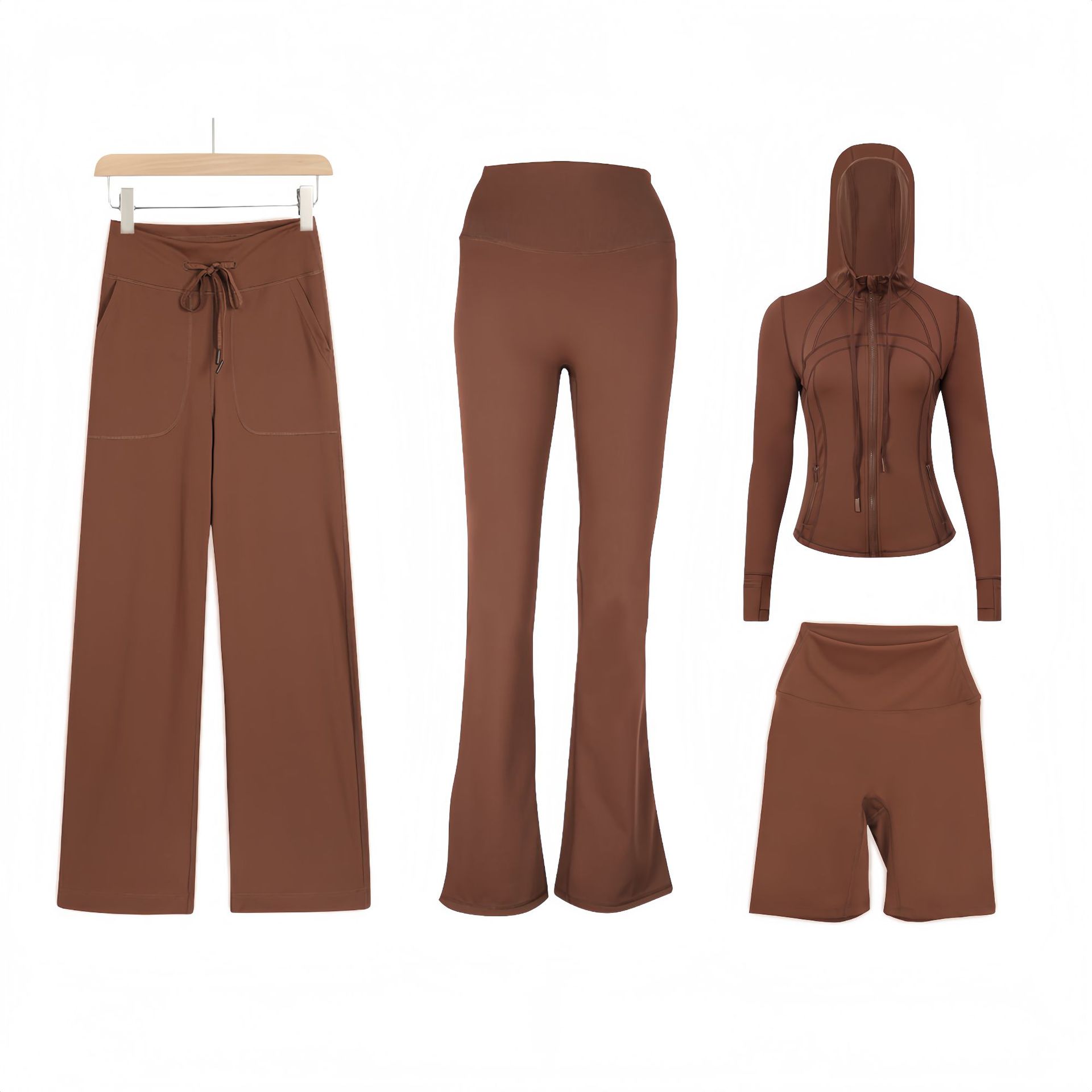 Women's Active Set Slim Fit Jacket With Flared And Straight Pants_voghion.com