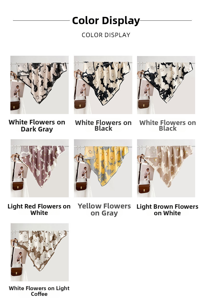 Floral Print Square Scarf For Women Spring Autumn Artistic Retro Style Travel Photography Accessory_voghion.com