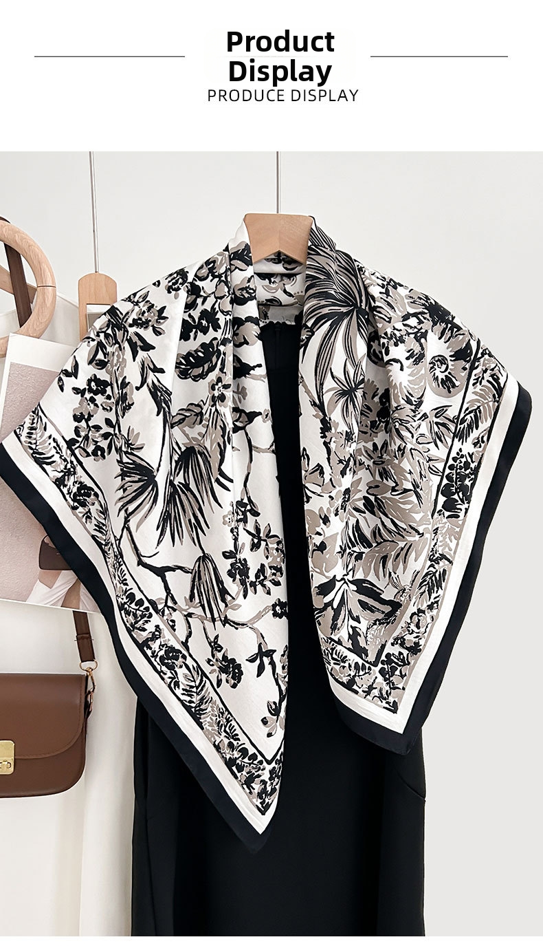 Elegant sidensjal med blommönster fransk stil_voghion.com