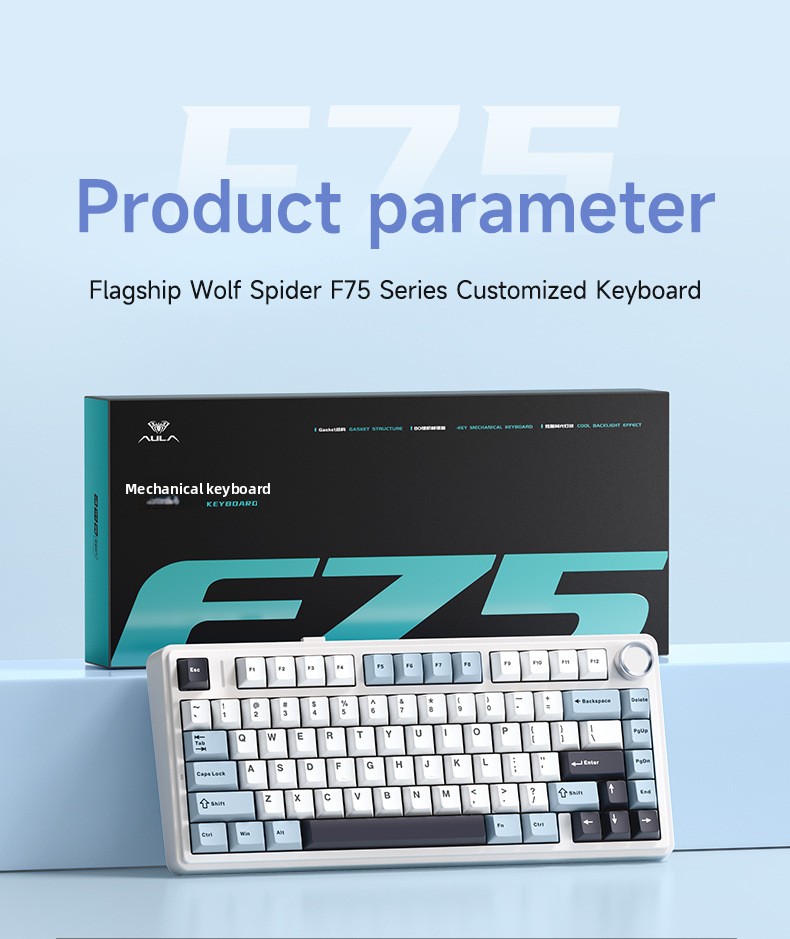 Tastiera meccanica personalizzata AULA Tarantula F75 Wireless Bluetooth 2.4 Il terzo esame simulato Full Key Hot Plug_voghion.com