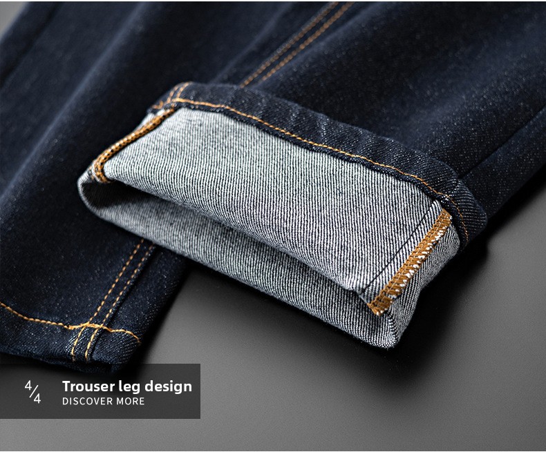 Autumn And Winter New Business Slim-fit Straight Men's Pants Versatile Casual Blue Jeans_mkmklike.com