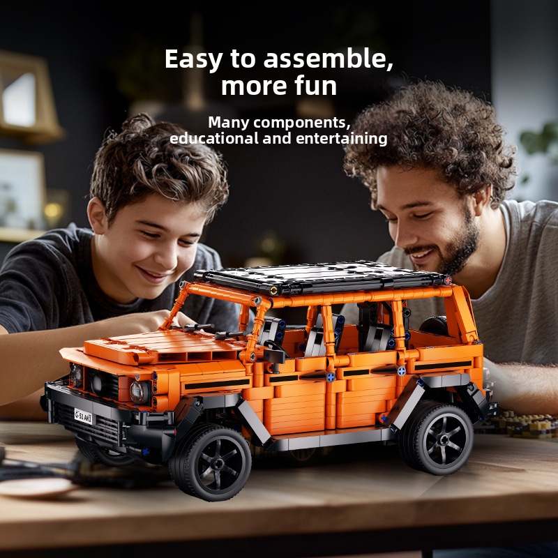 Jeu de construction de véhicule tout-terrain orange compatible, jouet éducatif de course automobile pour garçons, cadeau d'anniversaire idéal._voghion.com