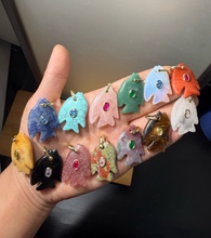 鱼吊坠欧美流行西瓜晶粉晶青金石孔雀石蓝玛瑙黑玛瑙玉石吊坠挂件