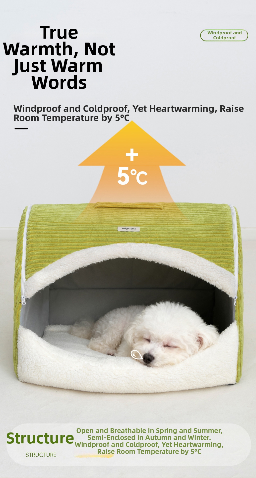 Warm Enclosed Dog Kennel For Medium And Large Breeds Washable Bed_voghion.com