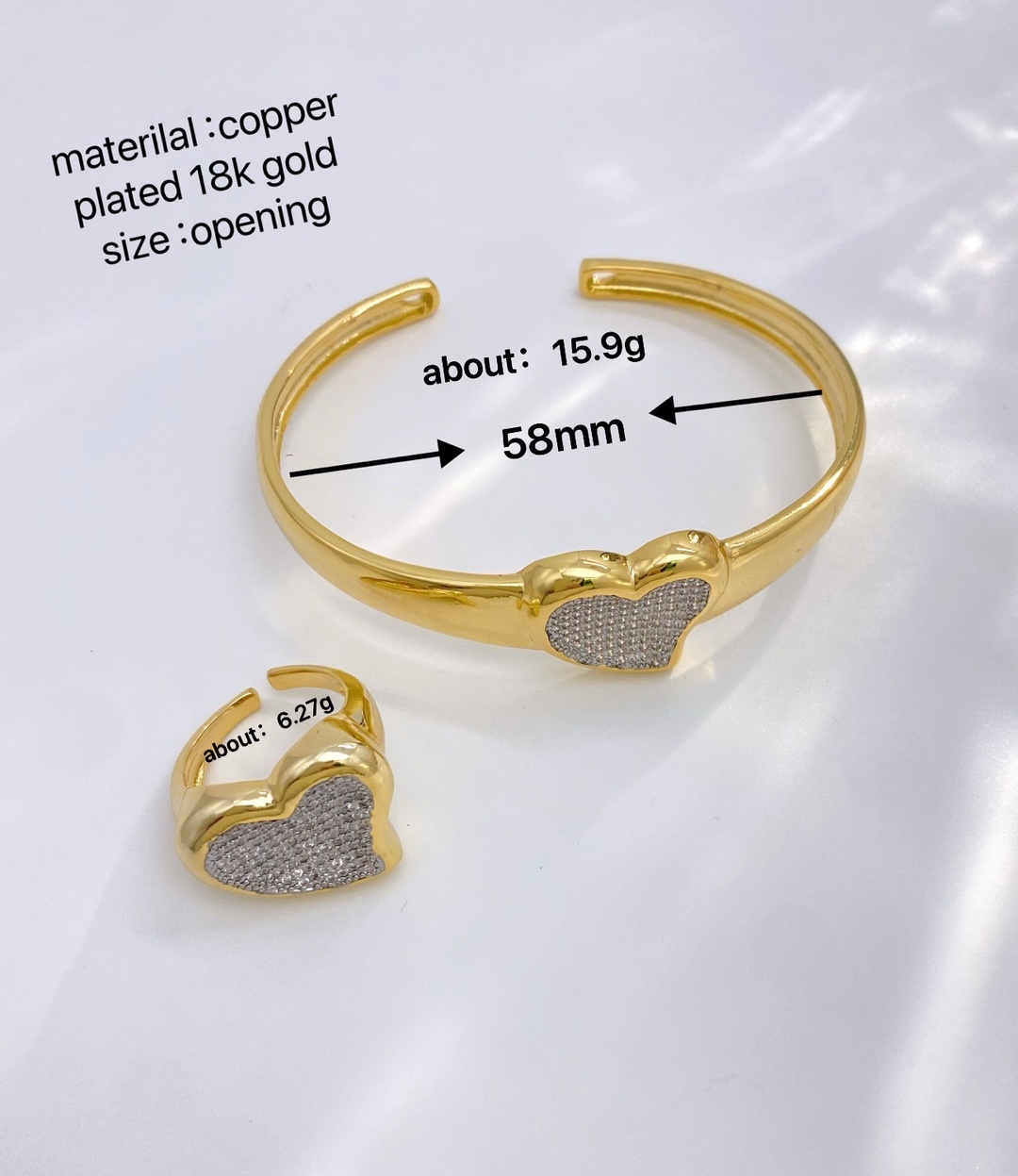 Rings, Bracelets Classification 1 Piece Quantity Holiday, Daily Occasion Wholesale Jewelry Vintage Style Heart Shape Copper Zircon Plating Rings Bracelets