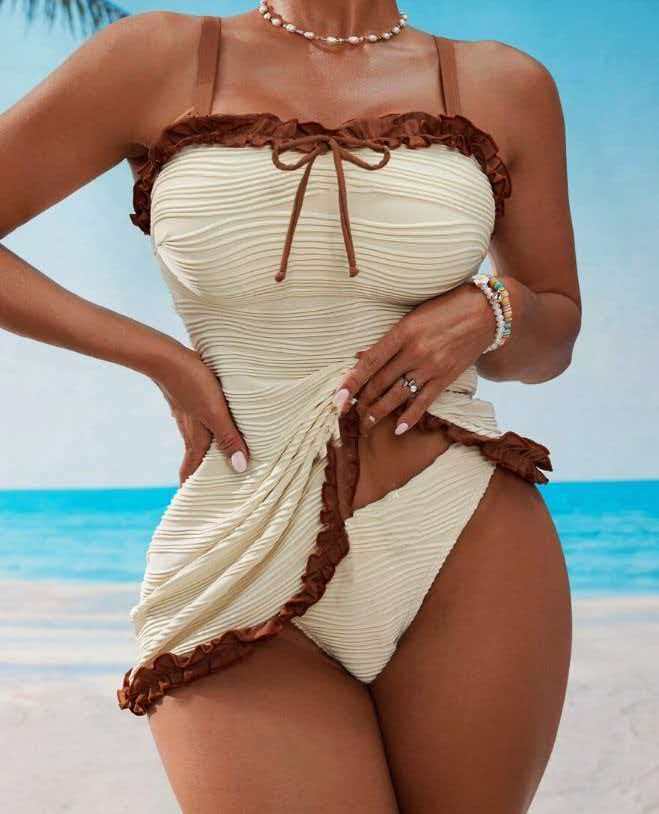 Damen Bikini Set Gestreift Mit Schleife Schlankes Design_voghion.com
