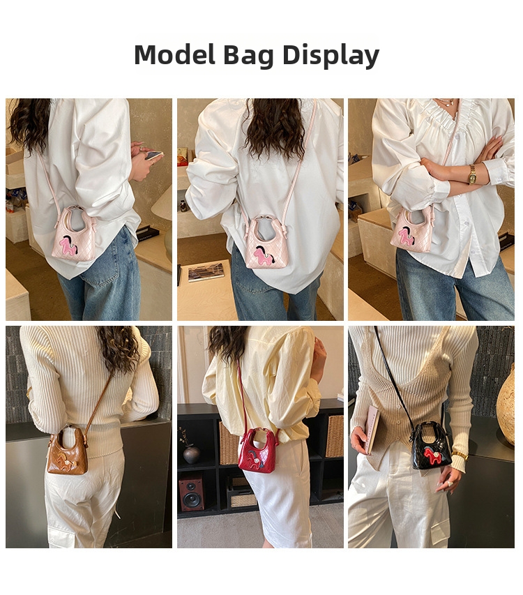 Pony Kids Shoulder Bag Mini Crossbody Purse With Diamond Pattern_voghion.com