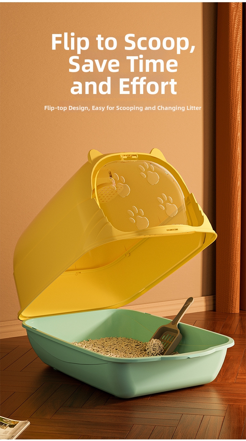 Extra Large Cat Litter Box Enclosed Odor Proof Splash Proof Toilet_voghion.com