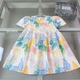 女童夏装短袖连衣裙花色童套装国内一二线品牌有吊牌有领标裙套装