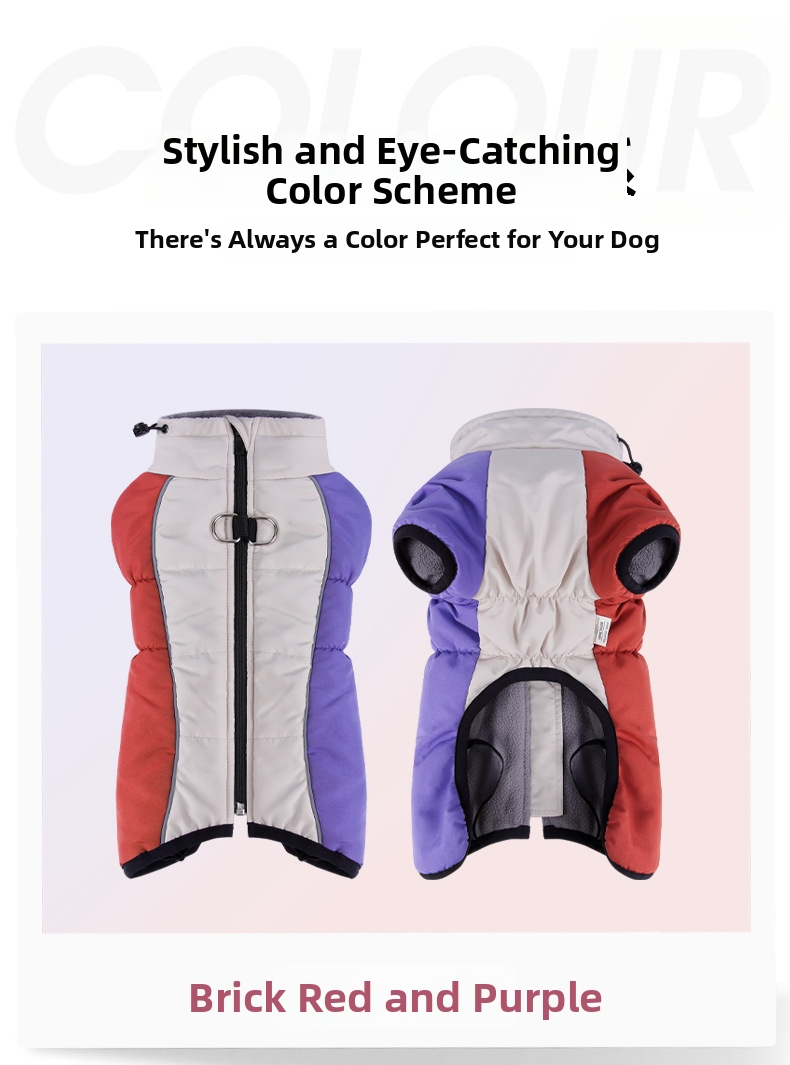 Gilet doudoune réfléchissant pour chien avec col haut chaud_voghion.com