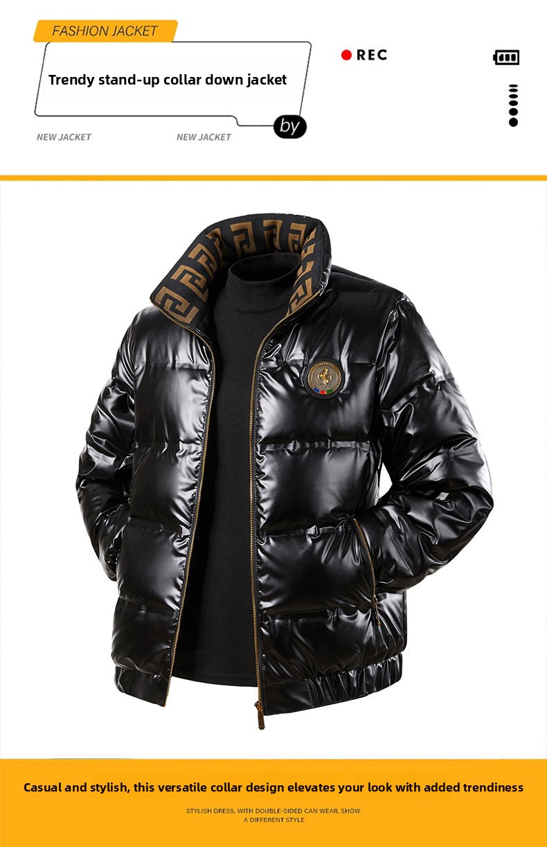 Winter New Men's Fashion Trend Stand-up Collar Jacket Versatile Casual Solid Color Jacket_viptrois.com