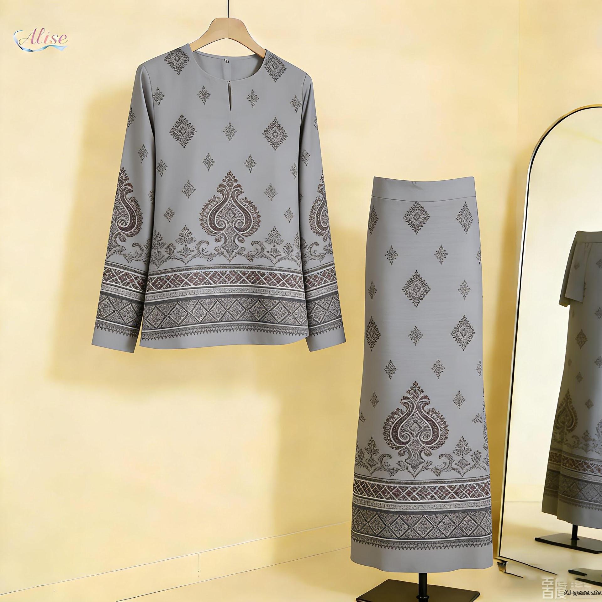 Robe longue deux pièces tendance pour femme, en polyester, style musulman._voghion.com