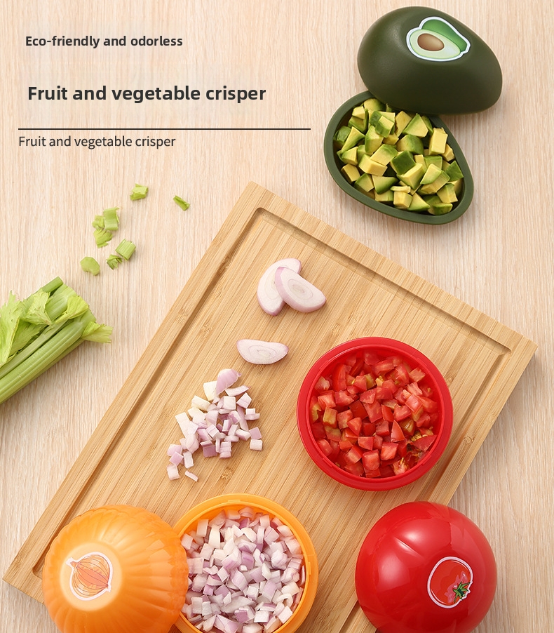 Contenitore di plastica con coperchio per avocado, cipolla, pomodoro e verdure, cucina, sala da pranzo, casa, giardino_voghion.com