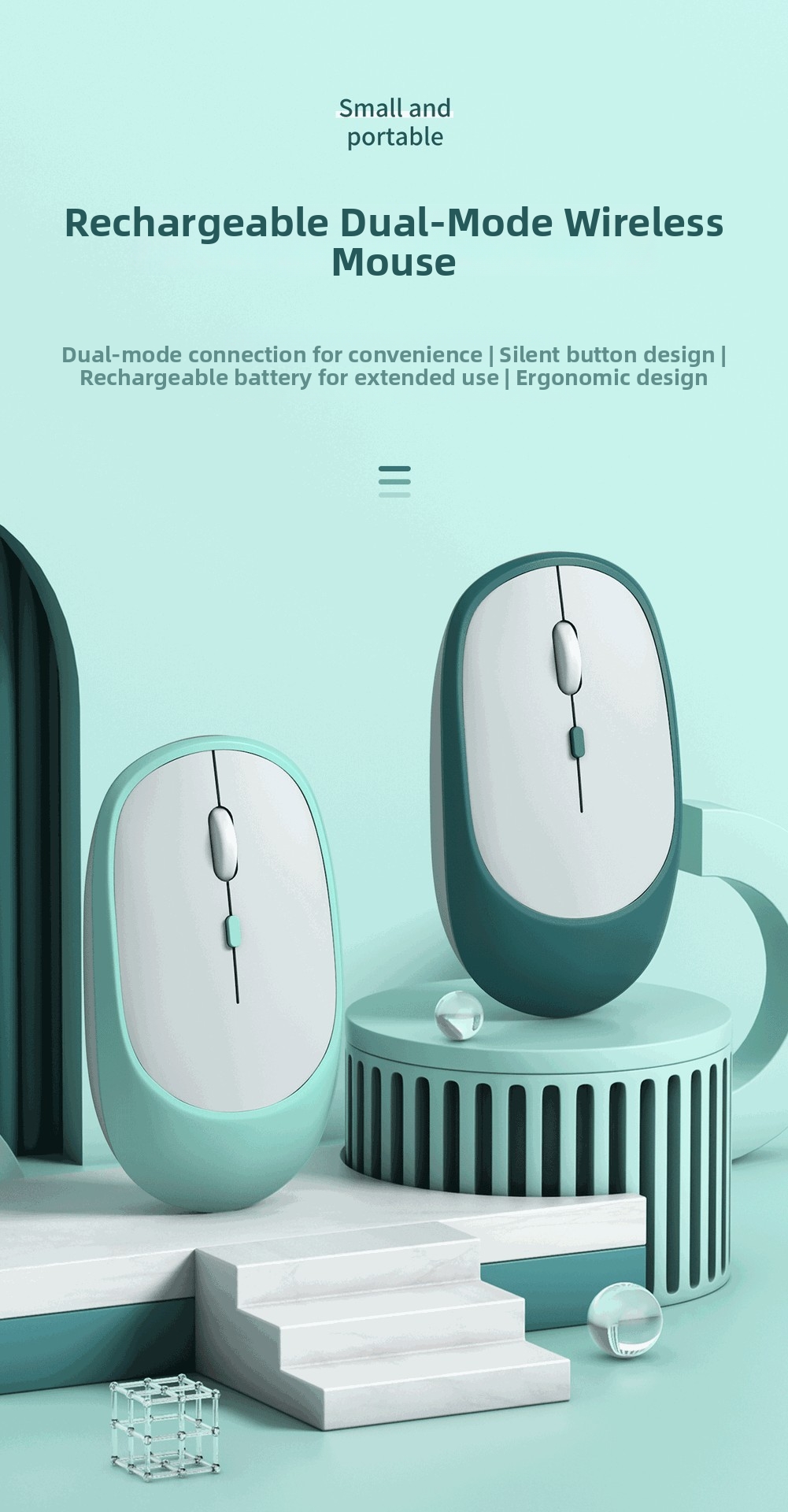 Leise kabellose Bluetooth-Dual-Mode-Maus, wiederaufladbar, Großhandel, auf Lager, verschiedene Farben, einfache Büromaus_voghion.com