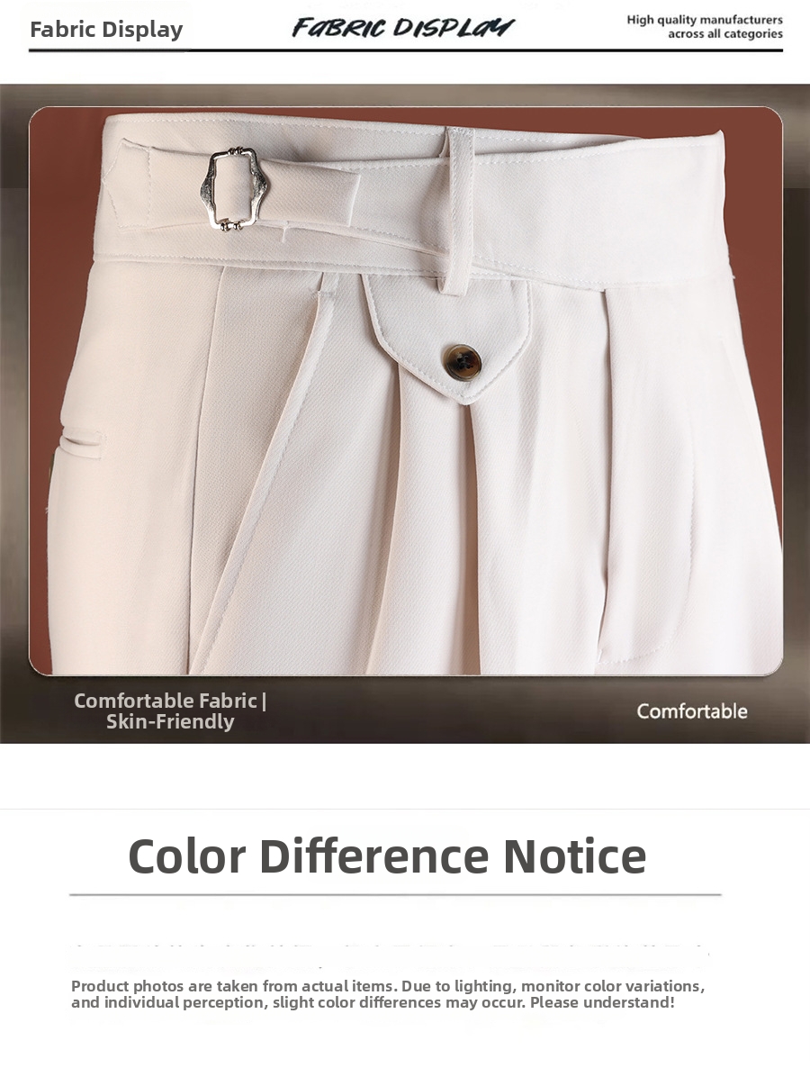 Men's Slim Fit Straight Leg Casual Dress Trousers Neapolitan Style British Style Wrinkle Free Perfect For Spring And Summer_viptrois.com